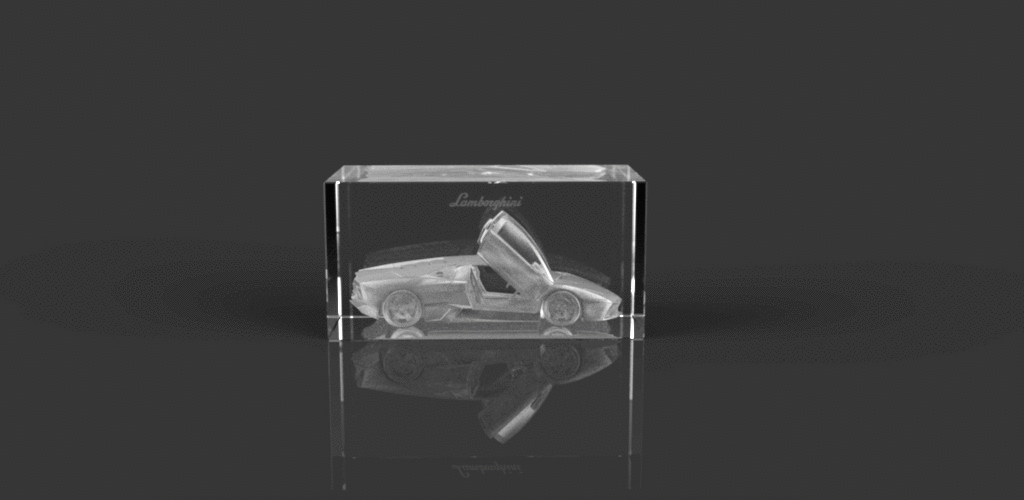 3D Laser Gravur im Würfel Lamborghini 3D Gravur