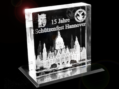 Schützenfest Hannover 15 Jahre Flachglas 10mm Dicke mit Sockel von Laserpix