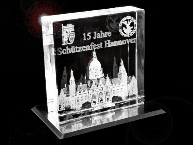 Schützenfest Hannover 15 Jahre Flachglas 10mm Dicke mit Sockel von Laserpix