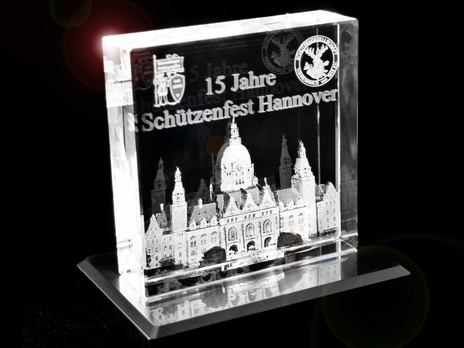Schützenfest Hannover 15 Jahre Flachglas 10mm Dicke mit Sockel von Laserpix