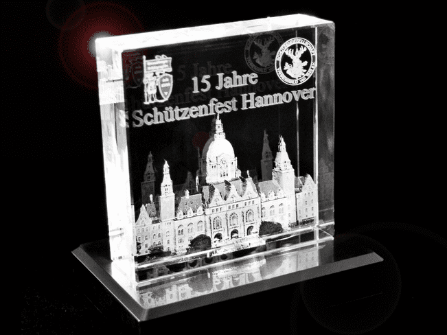 Schützenfest Hannover 15 Jahre Flachglas 10mm Dicke mit Sockel von Laserpix