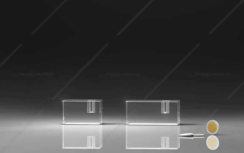 Laserpix Stiftehalter in zwei unterschiedlichen Größen aus Glas für 2D und 3D Gravur