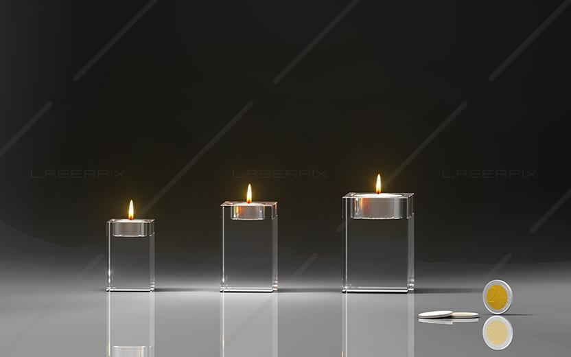 Teelicht von Laserpix Würfel in Form von Teelicht Halterung mit der Möglichkeit für 3D und 2D GRavur