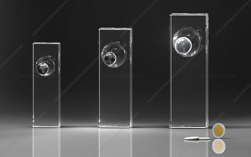 Globe Award von Laserpix mit Fußball Golfball oder Weltkugel in Glas als Award