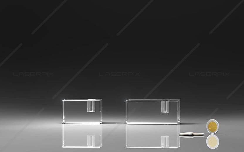 Laserpix Stiftehalter in zwei unterschiedlichen Größen aus Glas für 2D und 3D Gravur