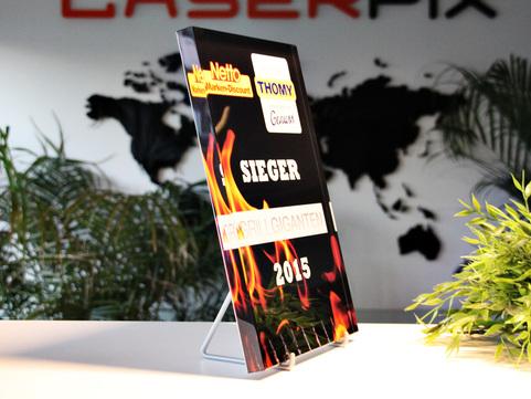 UV Druck im Flachglas mit Ständer für Penny Award 2015