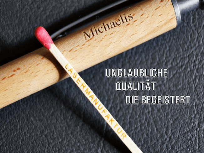 Laser Holz Gravur von Laserpix auf Kugelschreiber dein Name auf Holz