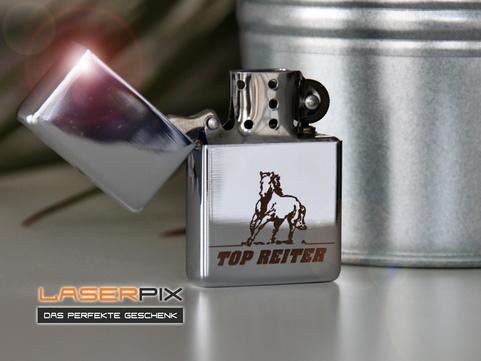 metallgravuren laserpix zippo feuerzeug pferd