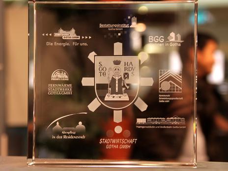 2D Flachglas Gravur für die Stadtwirtschaft Gotha GmbH