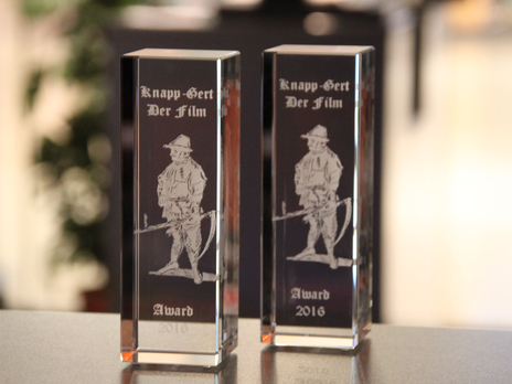 Quader Glas 2D Gravur Award für Film 2016